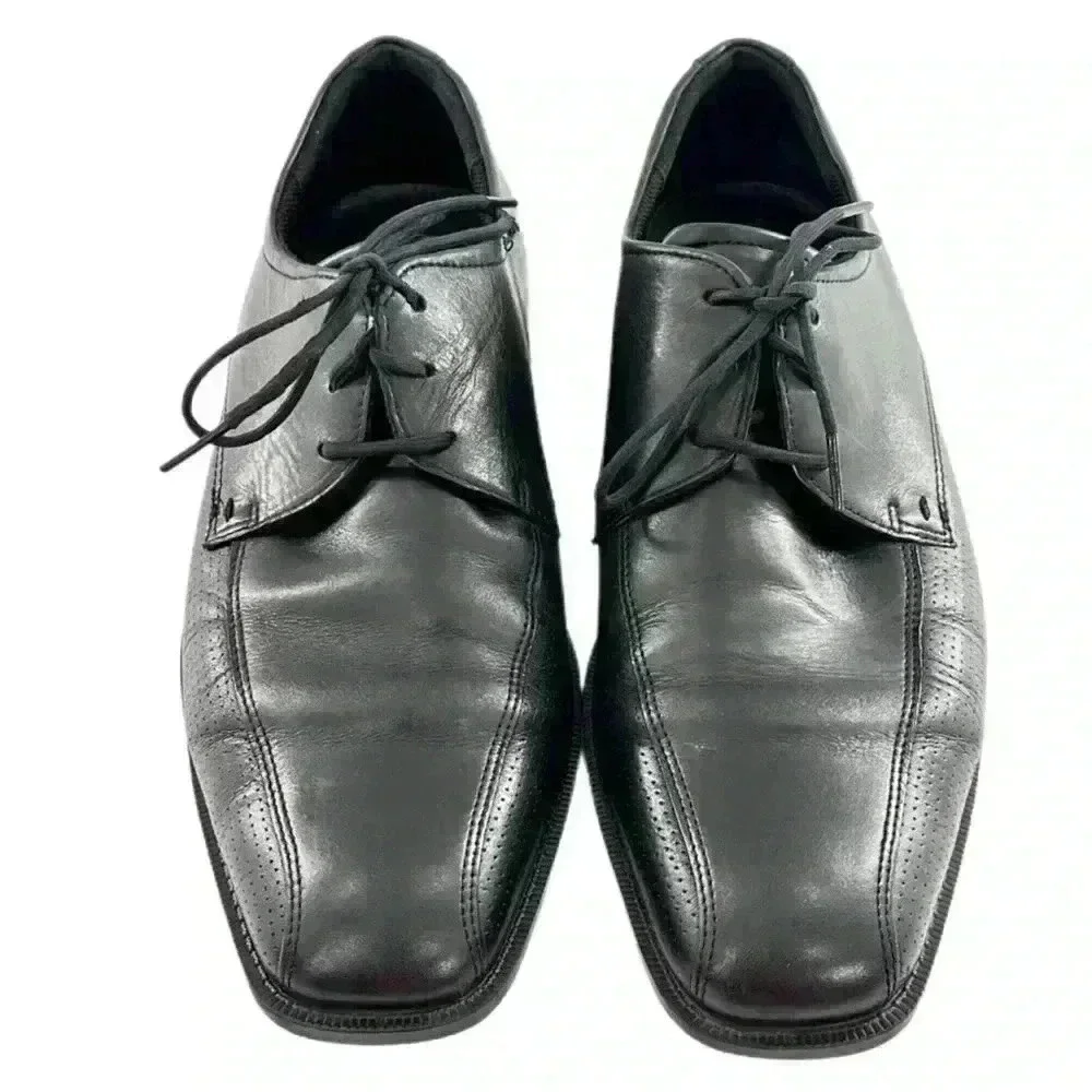 Ecco mens oxfords size 43 9.5 black leather bicycle toe Orthopedic comfort
